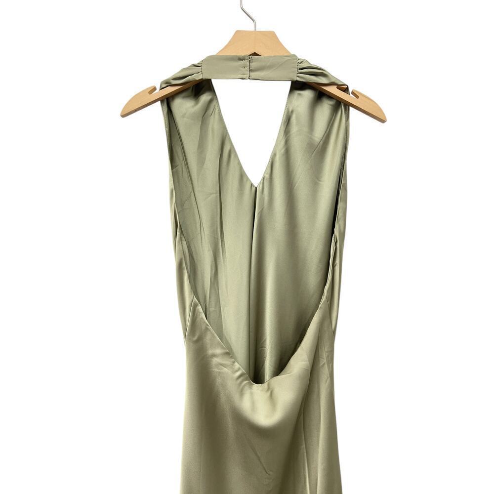 Show Me Your Mumu Jasmine Halter Midi Dress Moss Green Luxe Satin size M - Picture 5 of 8